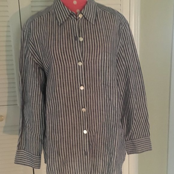 Tommy Bahama Blue and White Striped Blouse - Picture 2 of 2